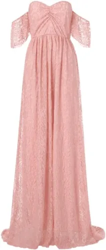 Miniatura 3 de Vestido de maternidad para mujer, con encaje, fotografía, vestido de embarazada, con volantes, largo, para sesión de fotos