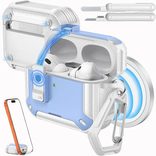 Miniatura 17 de MoKo for AirPods Pro 2 Case with Lock - Compatible with MagSafe, Phone Stand & Auto Pop-up for AirPods Pro 2nd/1st Generation Case, Military-Grade