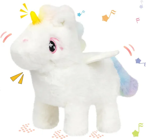Miniatura 58 de Hopearl - Juguete de peluche electrónico interactivo de unicornio con sonidos y movimientos, camina y tiene un cuerno luminoso; regalo para niños
