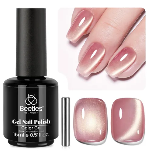 Miniatura 10 de Beetles - Esmalte de uñas de gel ultravioleta semipermanente sin HEMA de alto brillo para manicura francesa y arte de uñas, frasco a juego, blanco