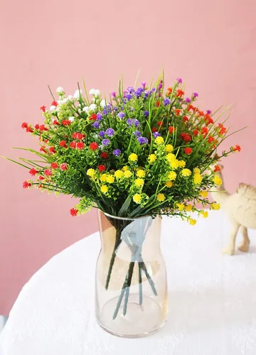 Miniatura 4 de JAKY-Global Flores artificiales Gypsophila Babysbreath - Ramo de plantas de agua falsas, 6 paquetes de plantas falsas, ramo de brida de boda, Mezcla
