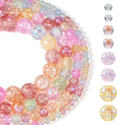 Miniatura 14 de FASHEWELRY 10 hebras de cuentas de vidrio chapadas en arco iris de 0.118 pulgadas (0.118 in), cuentas espaciadoras de cristal de Rondelle, cuentas