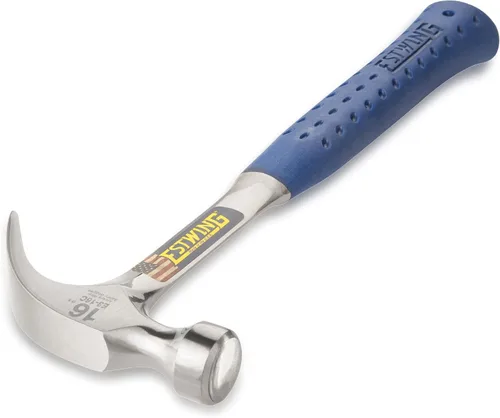 Miniatura 2 de ESTWING Martillo - Garra curvada de 16 oz con cara lisa y agarre de reducción de golpes - E3-16C, plateado