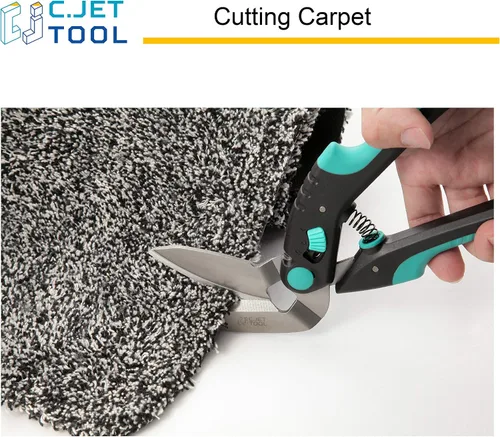 Miniatura 8 de C.JET TOOL Cortador de alfombras resistente de 10 pulgadas, tijeras industriales, multiusos, acero inoxidable profesional de agarre suave (turquesa)