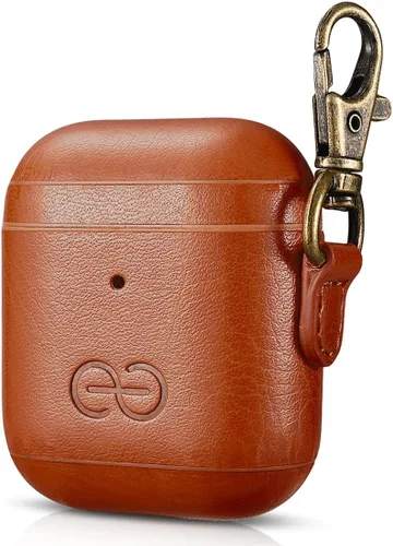 Miniatura 47 de Dreem Om - Funda para estuche con clip para llavero compatible con AirPods 1 y 2, funda de cuero vegano para Airpods para hombres y mujeres, Negro