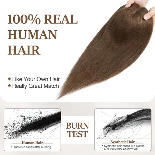 Miniatura 128 de Rich Choices Pelucas con topper de cabello para mujeres, cabello humano real 100% Remy, sin flequillo, para mujeres con adelgazamiento en la parte