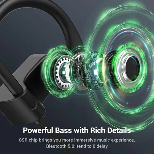 Miniatura 5 de Auriculares Bluetooth, Bluetooth 5.3 IPX7, impermeables, inalámbricos, deportivos, para gimnasio, 16 horas de reproducción, auriculares para correr