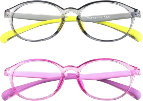 2 pares de lentes de bloqueo de luz azul para niños, protección UV400, antirayos azules, para computadora para niños y niñas de 3 a 12 años