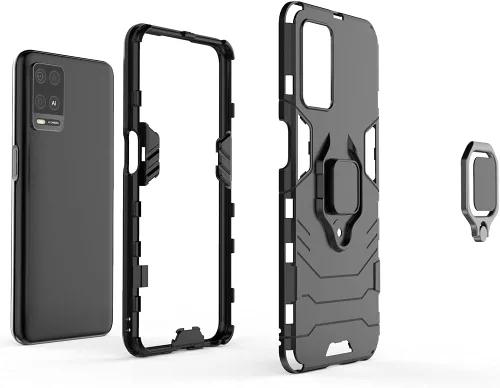 Miniatura 4 de Compatible con Oppo A54 4G, funda Oppo A55 4G, soporte de anillo de metal, parachoques duro a prueba de golpes