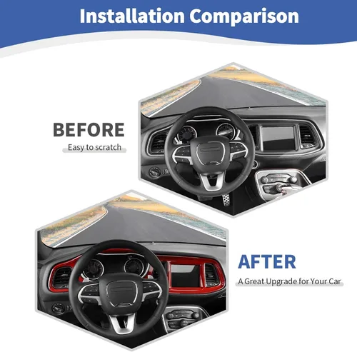 Miniatura 2 de RT-TCZ para Challenger Cubierta de panel de tablero de consola central roja para Dodge Challenger 2015-2023, accesorios interiores rojos, 4 piezas