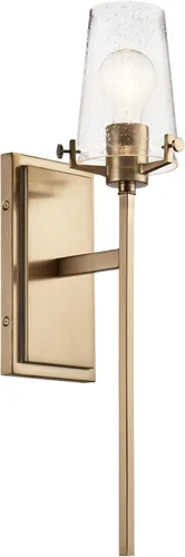 Kichler, Aplique de pared Alton de 22.25 pulgadas con 1 luz, vidrio esmerilado transparente en bronce champán para pasillo, entrada, baño y tocador,