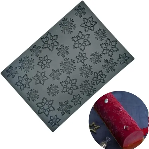 Miniatura 8 de Kit de patrón de copo de nieve de Navidad, tapete de textura, molde de silicona para tartas, mousse, postre, utensilios para hornear