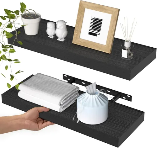 Miniatura 13 de WALI Estante flotante para TV y proyector, hasta 22 libras, soporte flotante negro para TV, soporte para DVD, soporte para proyector, soporte