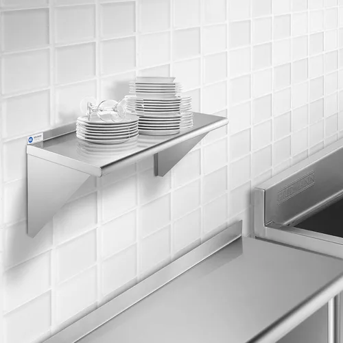 Miniatura 2 de GRIDMANN Estante de montaje en pared de acero inoxidable de 14 x 24 pulgadas con protector contra salpicaduras, grado comercial, estantería