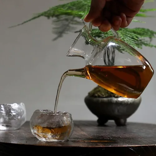 Miniatura 4 de Hemoton - Tetera de vidrio para uso doméstico Pequeña tetera de Kung Fu cómoda - Mango escaldado para elaborar cerveza y té de hierbas