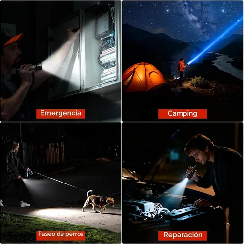 Miniatura 8 de RECHOO Paquete de 2 linternas recargables, linterna LED súper brillante de alto lúmenes con pantalla digital LCD, 3 modos de iluminación y luces