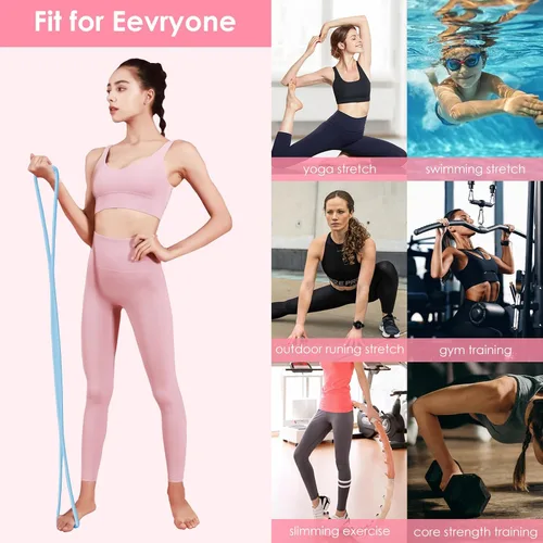 Miniatura 6 de Adorila Paquete de 2 bandas de resistencia con asas, bandas de ejercicio de silicona para mujeres, bandas elásticas de fitness para brazos, espalda