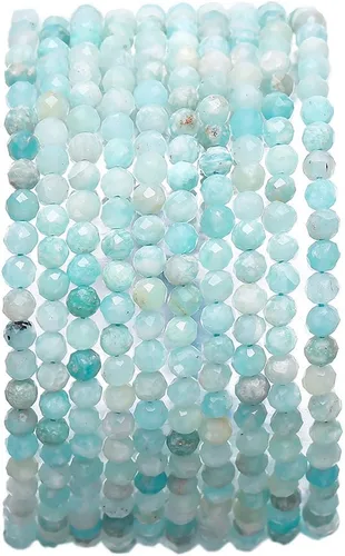 Miniatura 52 de BEADIA Cuentas Facetadas de Piedra Natural Amazonita Rondelle 3x4mm Cuentas Semipreciosas Sueltas para Hacer Joyas 38cm