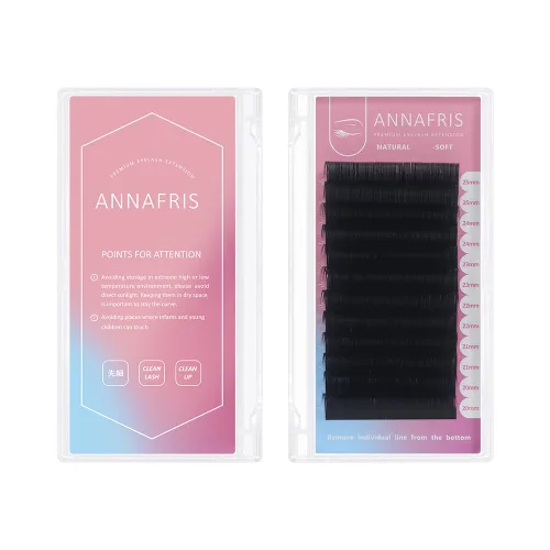 Miniatura 7 de Extensión de pestañas clásicas de volumen de 16 filas 0.10 D, rizo D de 0.315-0.591 in, mezcla de negro mate, extensiones de pestañas postizas