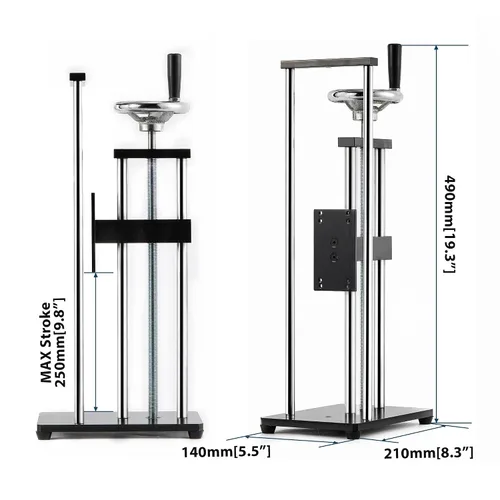 Miniatura 5 de Soporte de Medidor de Fuerza Soporte Manual de Prueba de Fuerza Medidor de Empuje y Tracción, Operado por Rueda Manual, con Carrera de 250mm/9.8