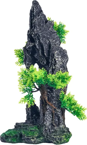 Miniatura 7 de Adornos Grandes para Acuario - Adorno de Acuario con Vista a la Montaña, Casa en el Árbol, Cueva, Puente, Resina, 10.24x9.45x5.12 pulgadas, C