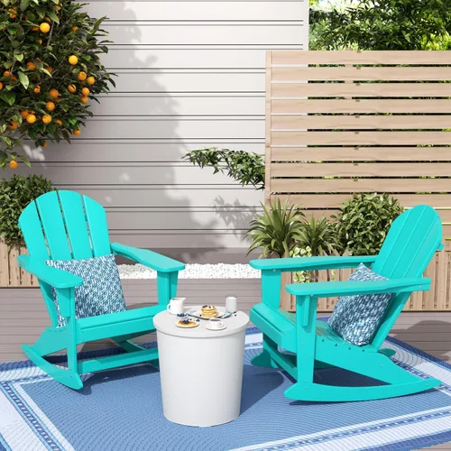 Miniatura 78 de WestinTrends Silla mecedora Malibu de poliéster para exterior/patio Adirondack, Negra