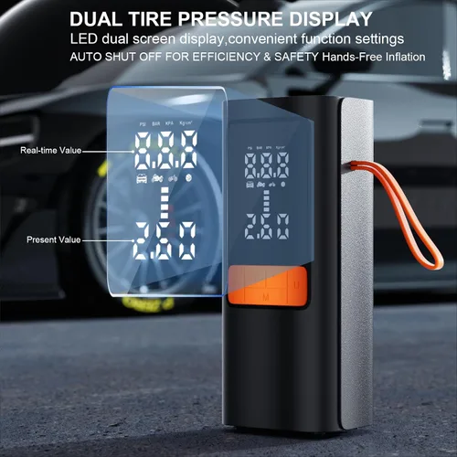 Miniatura 7 de Compresor de aire portátil para inflador de neumáticos, compresor de aire de 150 PSI con medidor de presión de neumáticos, 15000 mAh y bomba de aire