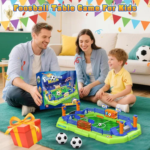Miniatura 7 de Fortand Juego de mesa de fútbol para niños, mini juego de mesa de futbolín para niños y niñas de 3, 4, 5, 6, 7, 8-12, juegos de mesa interactivos