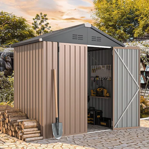 Miniatura 20 de AECOJOY Cobertizo de almacenamiento al aire libre de 5 x 3 pies, pequeño cobertizo de metal con puerta con cerradura, almacenamiento de utilidad