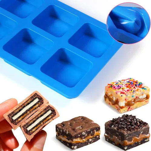 Miniatura 4 de Sidosir 3 moldes cubiertos de chocolate para galletas S'mores, moldes cuadrados de 6 cavidades de silicona para Smores, molde antiadherente de Azul