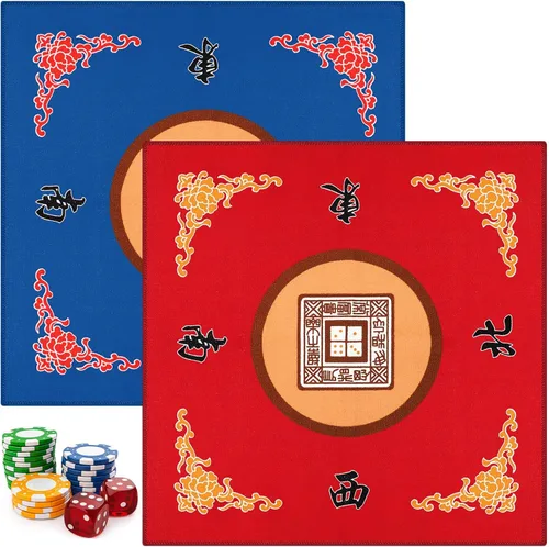 Juego de 2 alfombrillas Mahjong para mesa Mahjong, antideslizantes, con reducción de ruido, para juegos de mesa de póquer, azulejos, dominó, fiesta,