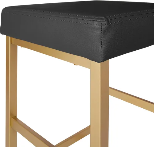 Miniatura 5 de OSP Home Furnishings Taburete sin respaldo con marco dorado, 30 pulgadas, negro