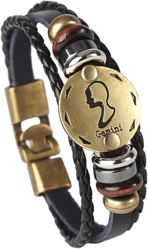 Miniatura 66 de Hamoery Pulsera de cuero de aleación punk para Constellation trenzada pulsera pulsera brazalete