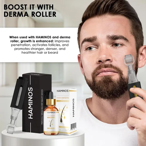 Miniatura 6 de HAMINOS Suero para el crecimiento del cabello con romero, ginseng, jengibre y péptidos, estimula y fortalece, anti pérdida de cabello