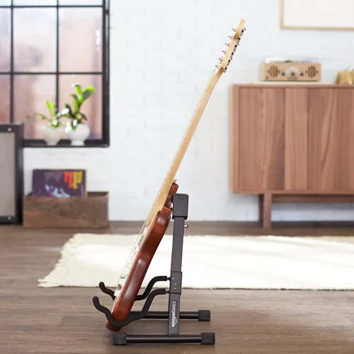 Miniatura 11 de Amazon Basics - Soporte plegable y ajustable con forma de A para guitarras acústicas y eléctricas con goma antideslizante y brazos de espuma suave