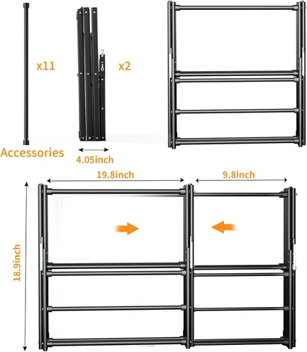 Miniatura 6 de Estante de secado de ropa de 3 niveles, estante de secado plegable, estante de lavandería para interiores y exteriores para secar ropa, diseño