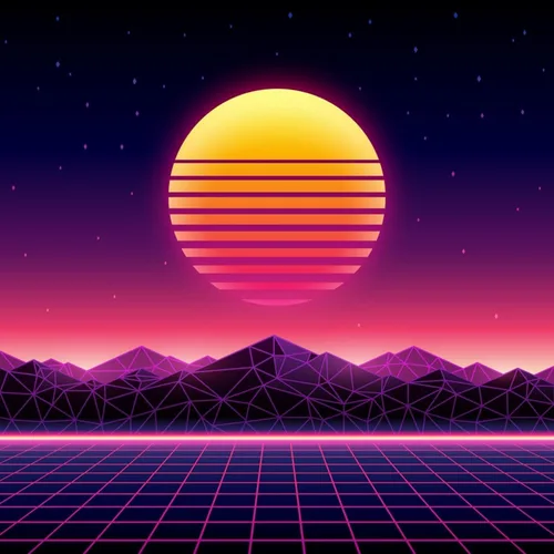 Miniatura 9 de ART.COM Wall Art Print Retro Futuristic Background 1980S Style. Digital Landscape in a Cyber World. Retro Wave Music Album on Black Frame by Kelvin