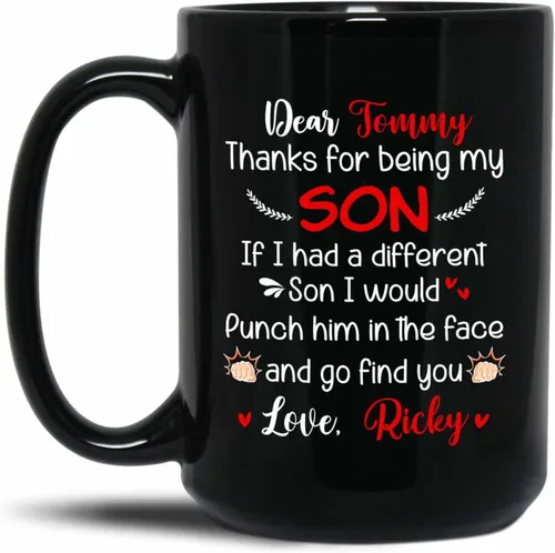 Miniatura 8 de Taza de café personalizada con texto en inglés «To My Son Never Forget That I Love You To Knock You To Knock You Down This Old Wolf Will Have Your