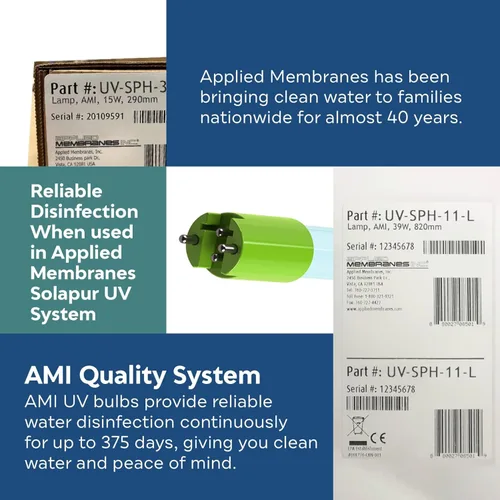 Miniatura 4 de APPLIED MEMBRANES INC. Bombilla de repuesto para filtro de agua UV-Light, compatible con UV-SPH-11-L Solapur Ultraviolet Systems, 32.3 pulgadas