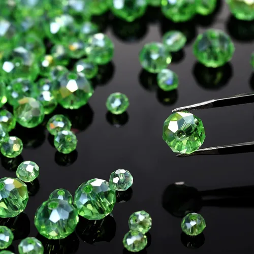 Miniatura 4 de WILLBOND 600 cuentas de cristal para hacer joyas, atrapasoles a granel, piedras preciosas sueltas para el día de San Valentín, vacaciones Verde