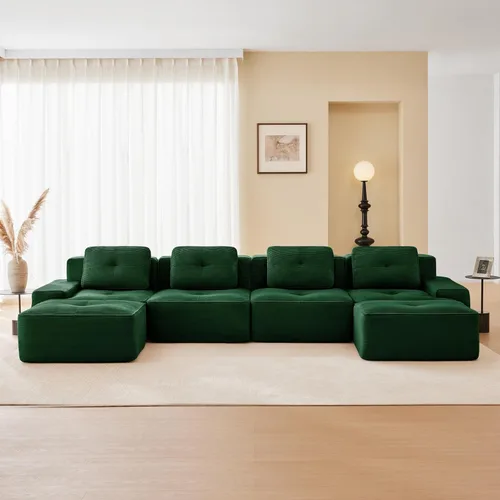 Miniatura 23 de Sofás modulares sin hueso de 152.8 pulgadas para sala de estar, sofá modular con diván en forma de L, cómodo asiento profundo tapizado de tela
