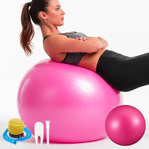 Kifmurase 2 pelotas de yoga, bolas de ejercicio antiestallido de 25 pulgadas de grosor para entrenamiento y estabilidad, equipo de pelota de Rosa