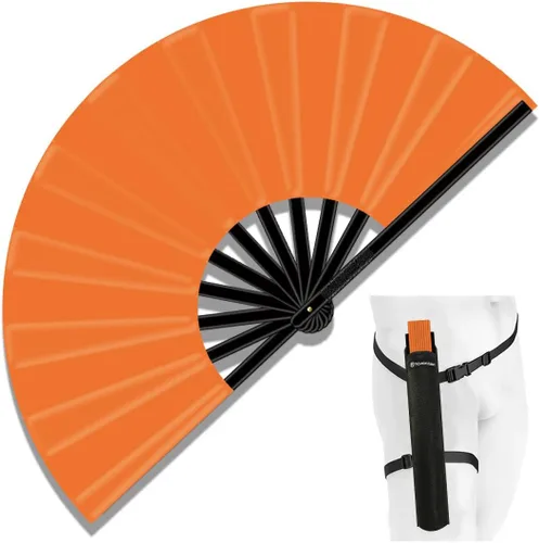 Miniatura 8 de Ventilador de Rave Plegable Grande de 13", Ventiladores de Mano Clack Plegables con Funda para Baile en Línea, Ventilador Boots On The Ground