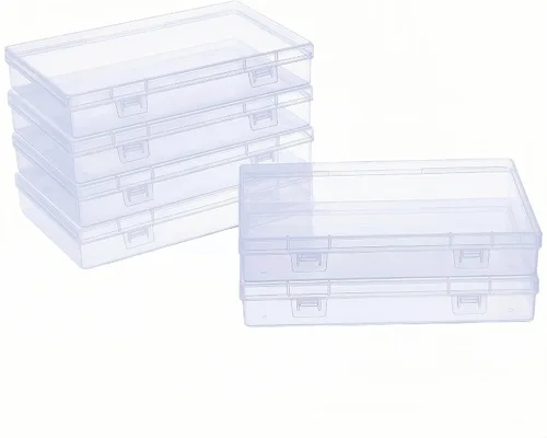 Miniatura 19 de LJY 100 contenedores rectangulares vacíos de plástico transparente con tapas con bisagras (2.2 x 1.6 x 0.8 pulgadas, transparente)