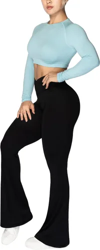 Miniatura 6 de Sunzel Leggings acampanados, pantalones de yoga cruzados con control de abdomen, cintura alta y pierna ancha
