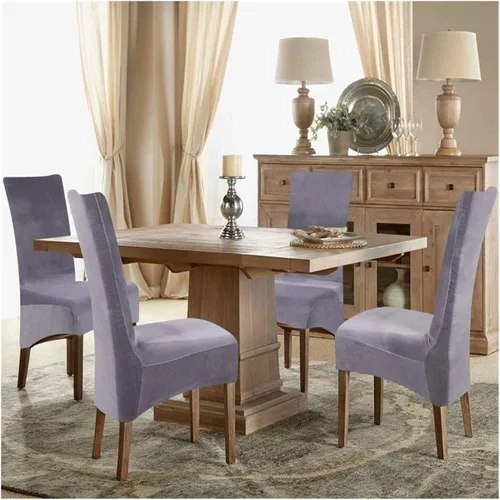 Miniatura 4 de Chair Cover 4pcs Dining Chair Covers Stretch Velvet Removable Washable Large Soft Dining Kitchen Home Restaurant Chair Slipcovers(Bule Grey)