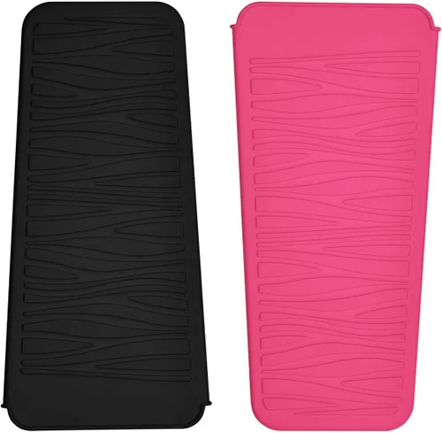 Miniatura 15 de Alfombrilla de viaje de silicona resistente al calor para plancha de pelo (1 paquete, rosa malva, 11 x 5.3 pulgadas)