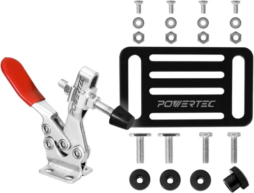 Miniatura 11 de POWERTEC Abrazadera de palanca, capacidad de sujeción de 400 libras, pestillo ajustable de perno en U 323 con agarre antideslizante para plantillas