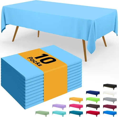 Miniatura 52 de Smiry - Juego de 6 manteles desechables, 54 x 78 pulgadas, manteles impermeables rectangulares para fiestas, cubierta de mesa de plástico