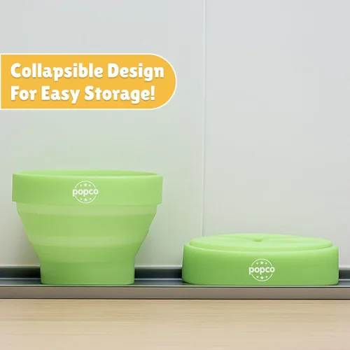 Miniatura 7 de POPCO Palomera de silicona para microondas con asas, palomitas de maíz de silicona, cuenco plegable y apto para lavavajillas - 15 colores Verde